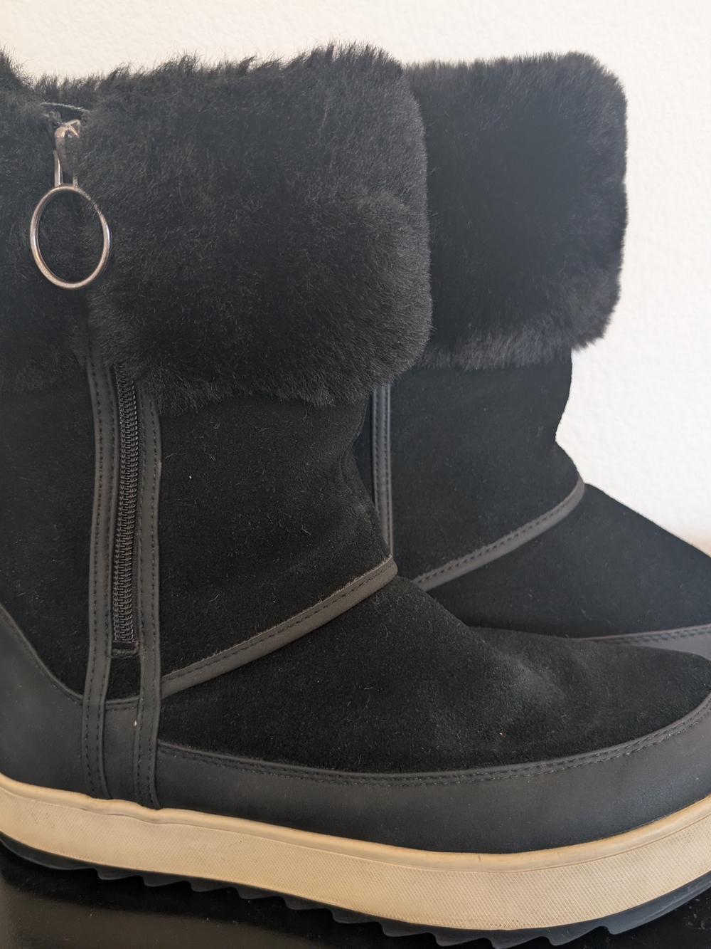 UGG Koolaburra by UGG Women's Tynlee Suede Fur High Boots Black